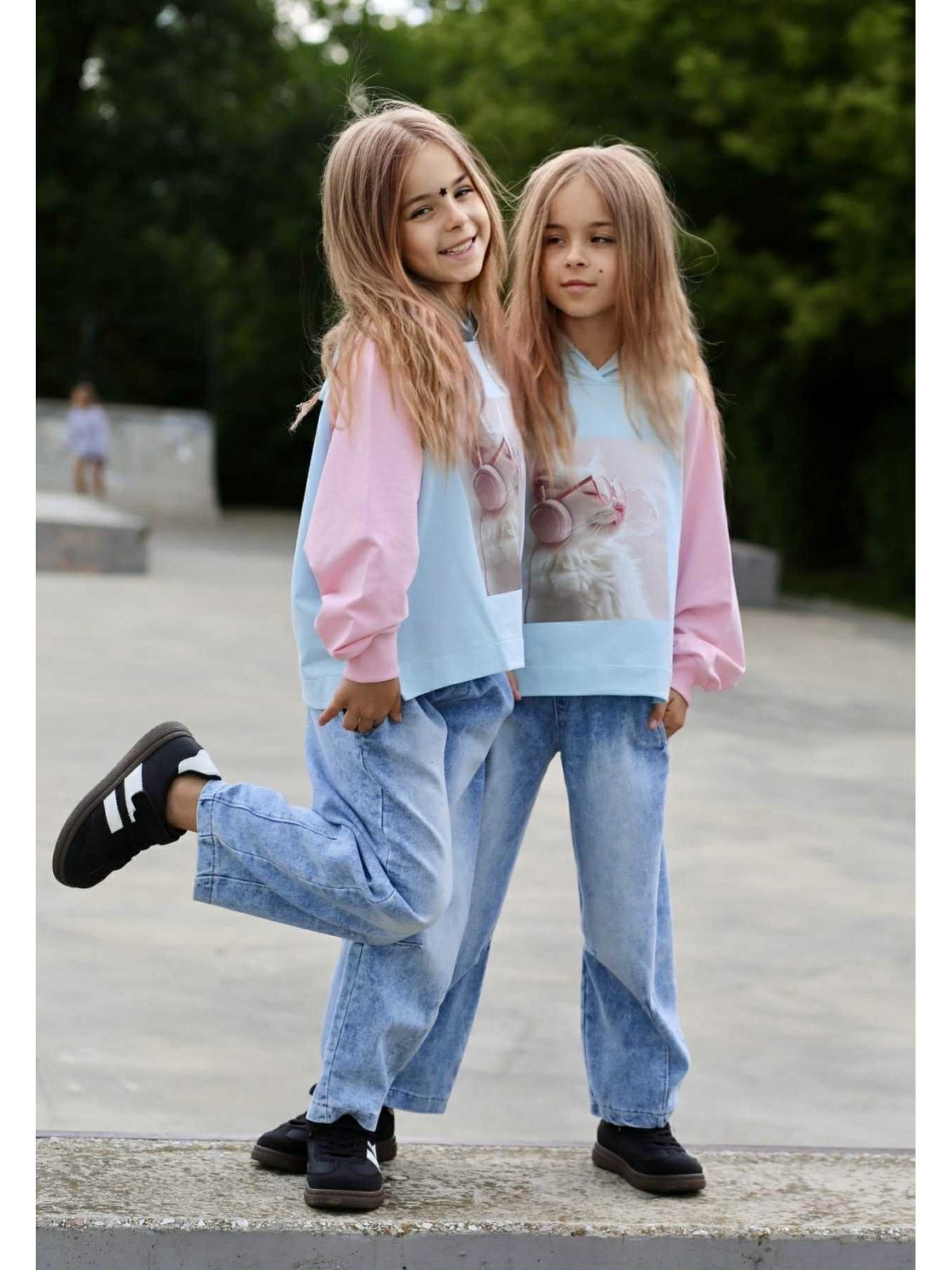 Spodnie jeans niebieskie BALOON z przeszyciem na dole Qba Kids