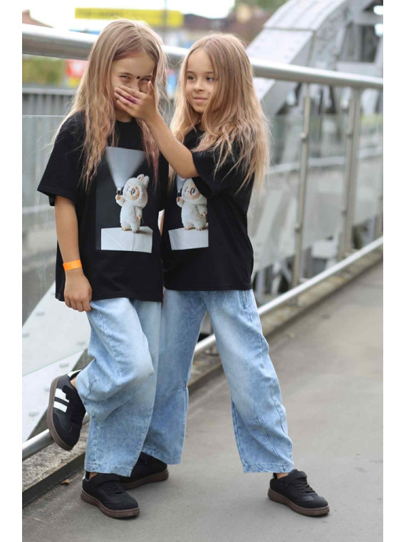 Spodnie jeans niebieskie BALOON z przeszyciem na dole Qba Kids