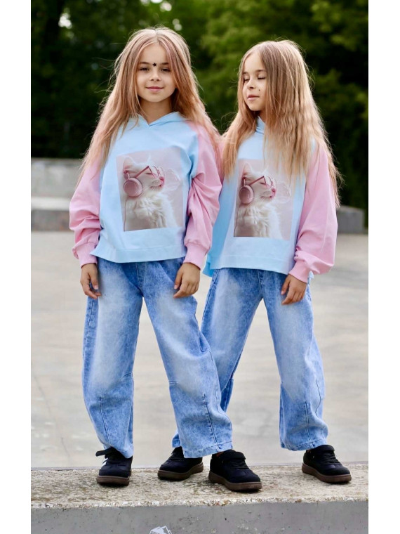 Spodnie jeans niebieskie BALOON z przeszyciem na dole Qba Kids