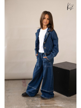 Spodnie jeans granatowe szerokie i luźne Kiz by Kids