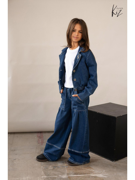Spodnie jeans granatowe szerokie i luźne Kiz by Kids
