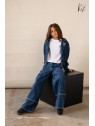 Spodnie jeans granatowe szerokie i luźne Kiz by Kids