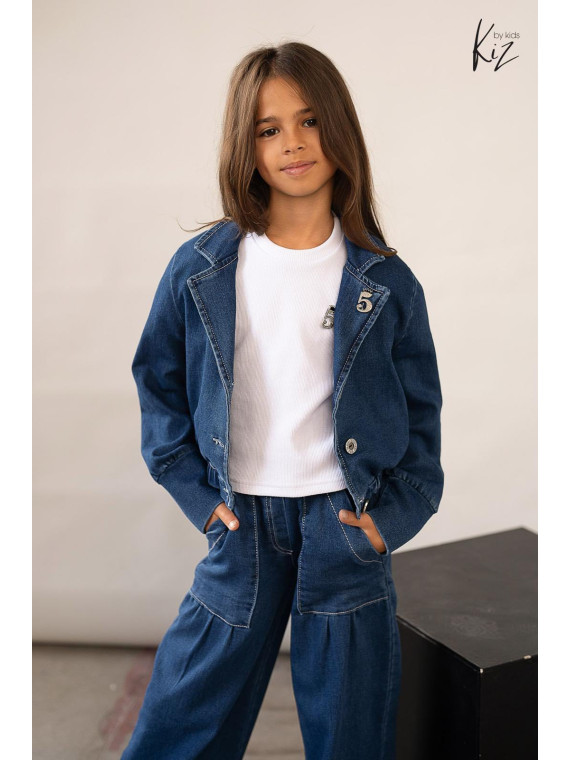 Spodnie jeans granatowe szerokie i luźne Kiz by Kids