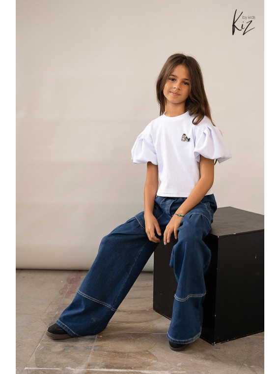 Spodnie jeans granatowe szerokie i luźne Kiz by Kids