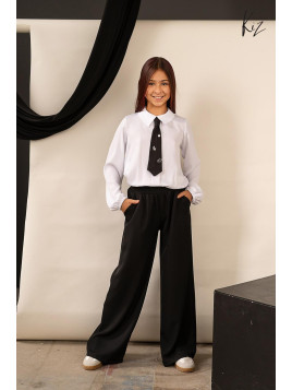 Spodnie czarne z tkaniny szerokie i luźne Kiz by Kids