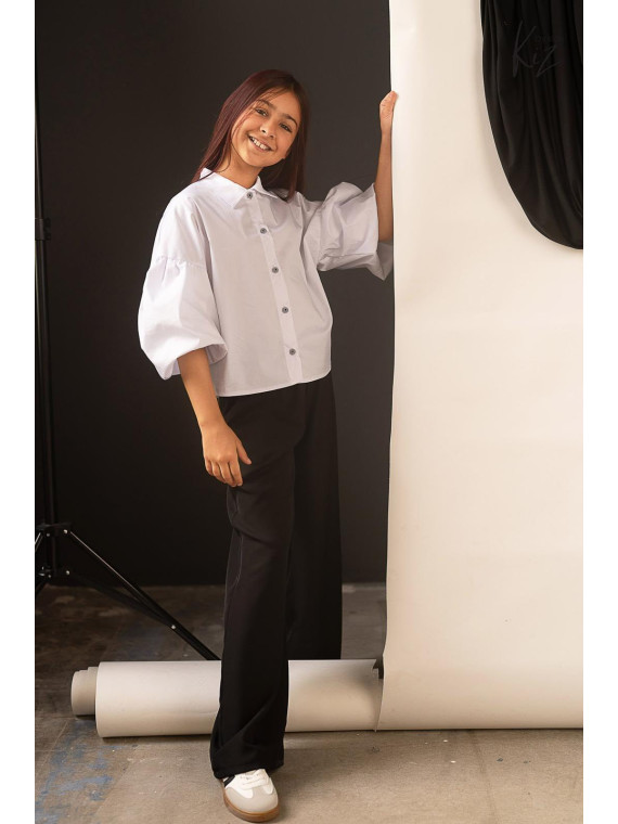 Spodnie czarne z tkaniny szerokie i luźne Kiz by Kids