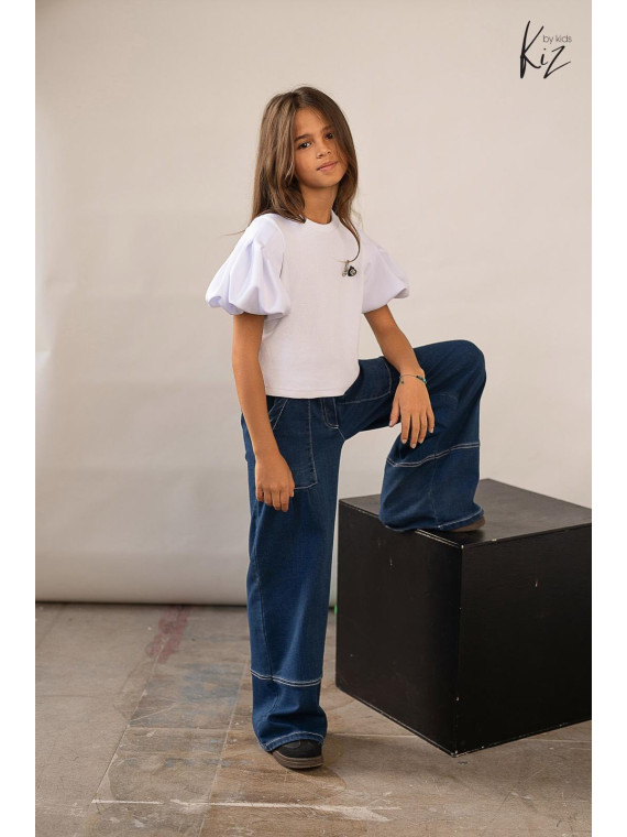 Bluzka bawełniana z rękawem bombka