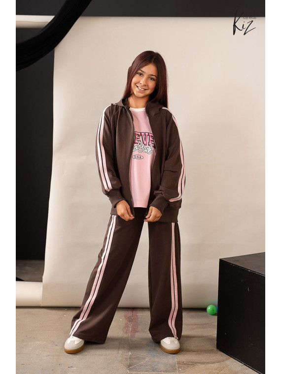 Dres brązowy - bluza rozpinana + spodnie szerokie Kiz by Kids