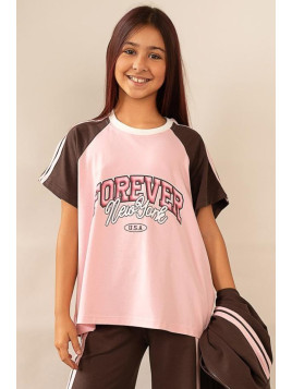 T-shirt Oversize Różowy FOREVER Kiz by Kids