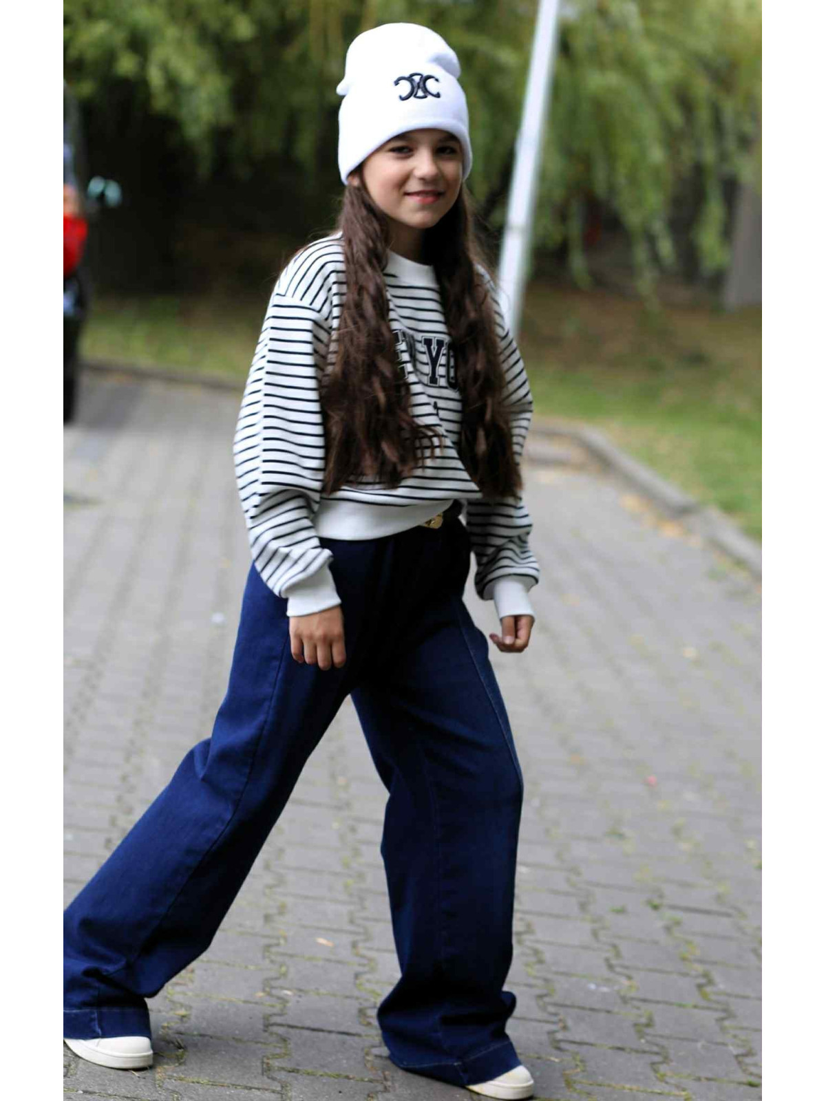 Granatowe spodnie Szerokie i Luźne Qba Kids