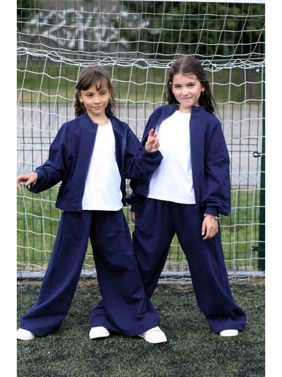 Granatowe spodnie Szerokie i Luźne Qba Kids