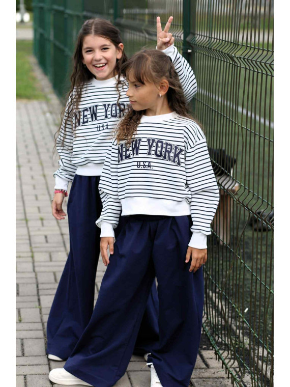 Granatowe spodnie Szerokie i Luźne Qba Kids