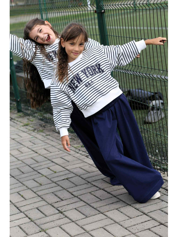 Granatowe spodnie Szerokie i Luźne Qba Kids