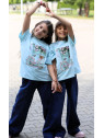 T-shirt miętowy z rowerem Qba Kids