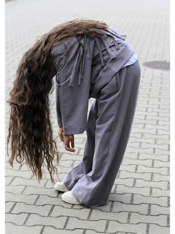 Bluza szara z kotkiem + frędzle qba Kids