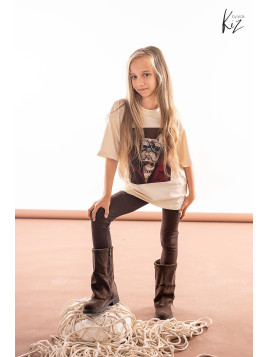 Legginsy dzianina bawełniana czekoladowe kiz by Kids