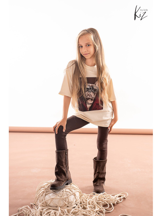 Legginsy dzianina bawełniana czekoladowe kiz by Kids