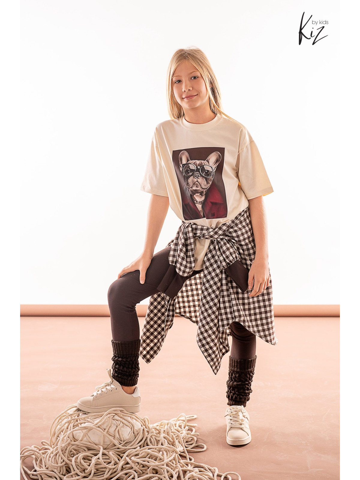 Legginsy dzianina bawełniana czekoladowe kiz by Kids