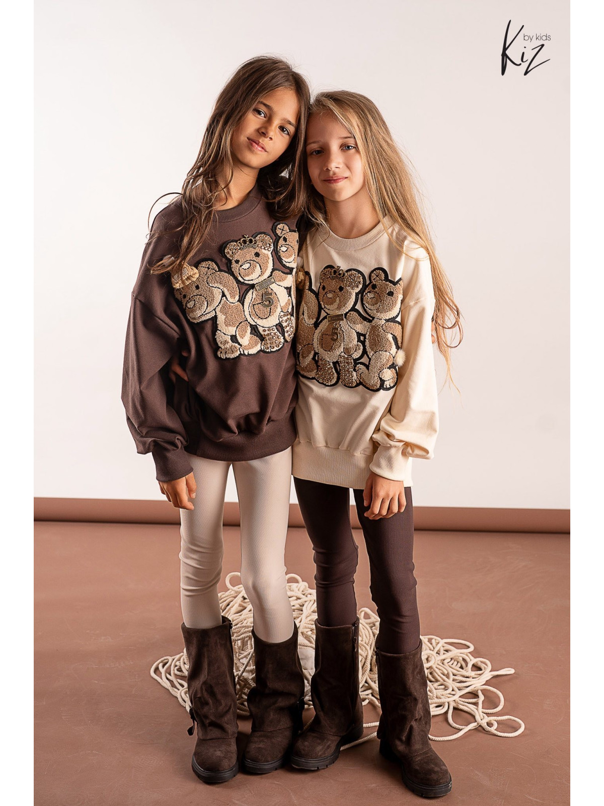 Legginsy dzianina bawełniana czekoladowe kiz by Kids