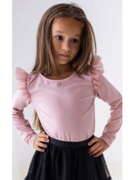 Bluzka rękaw motylek z drobinkami brokatowym różowa lily grey