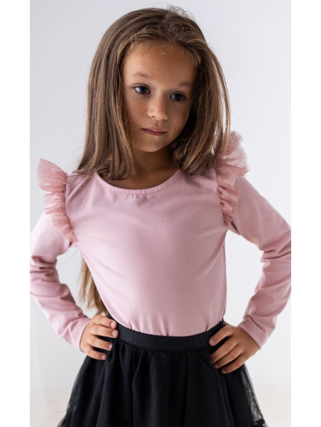 Bluzka rękaw motylek z drobinkami brokatowym różowa lily grey