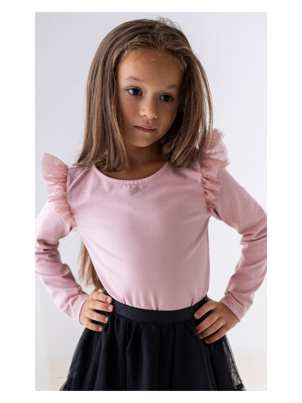 Bluzka rękaw motylek z drobinkami brokatowym różowa lily grey