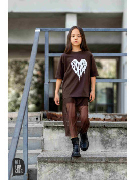 Spódnico- spodenki z tiulem brąz czekoladowy all for kids