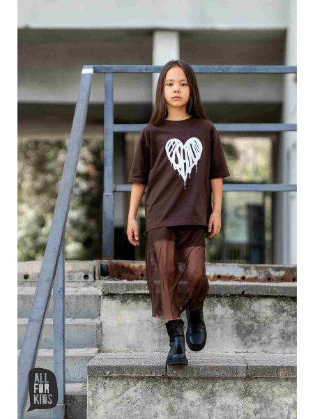 Spódnico- spodenki z tiulem brąz czekoladowy all for kids