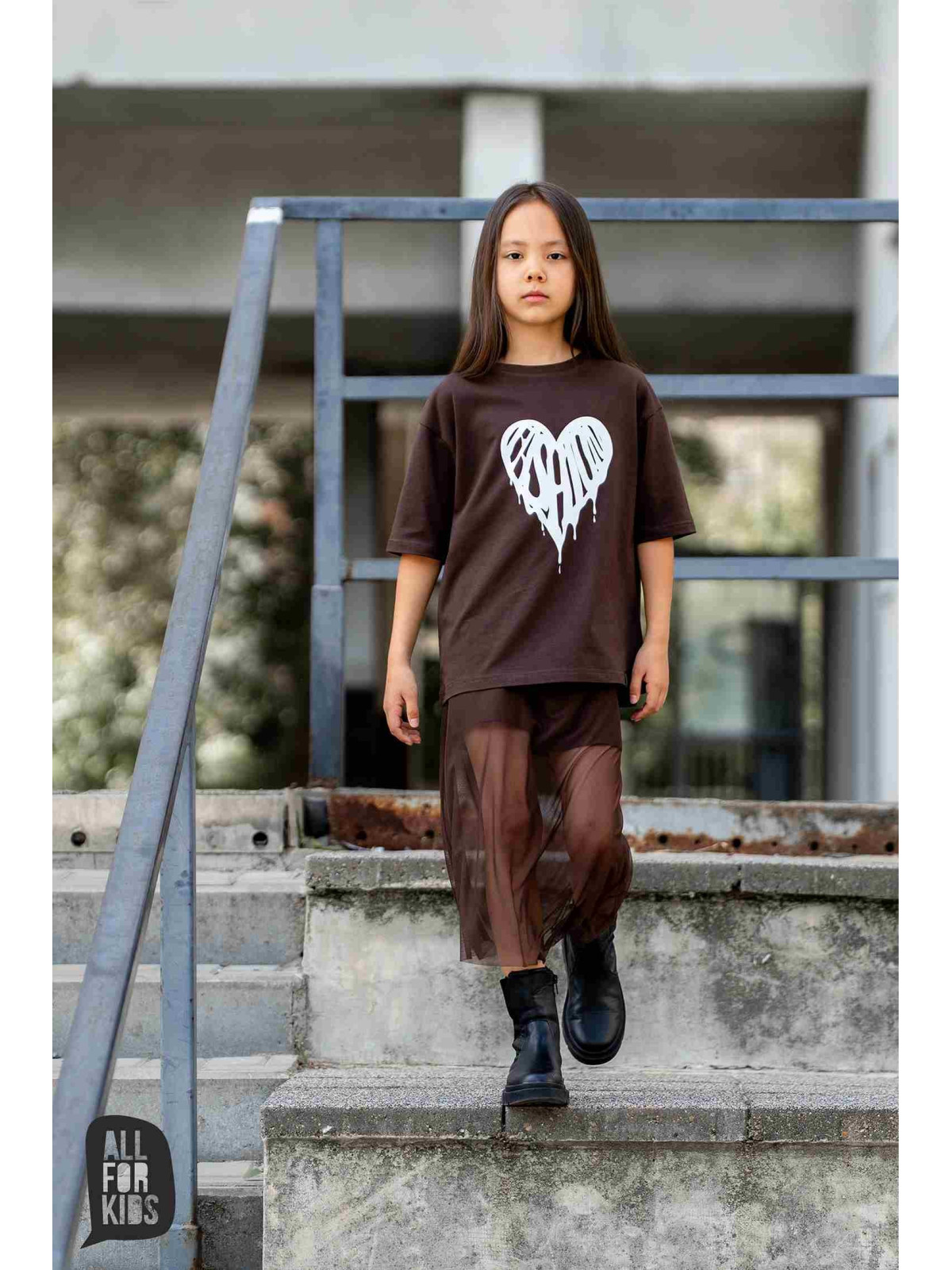 Spódnico- spodenki z tiulem brąz czekoladowy all for kids