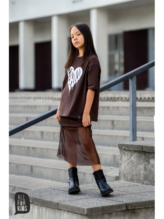 Spódnico- spodenki z tiulem brąz czekoladowy all for kids
