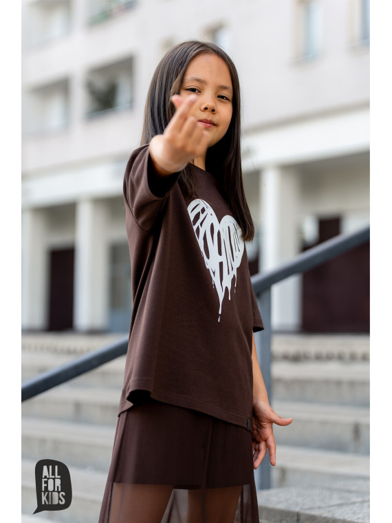 Spódnico- spodenki z tiulem brąz czekoladowy all for kids