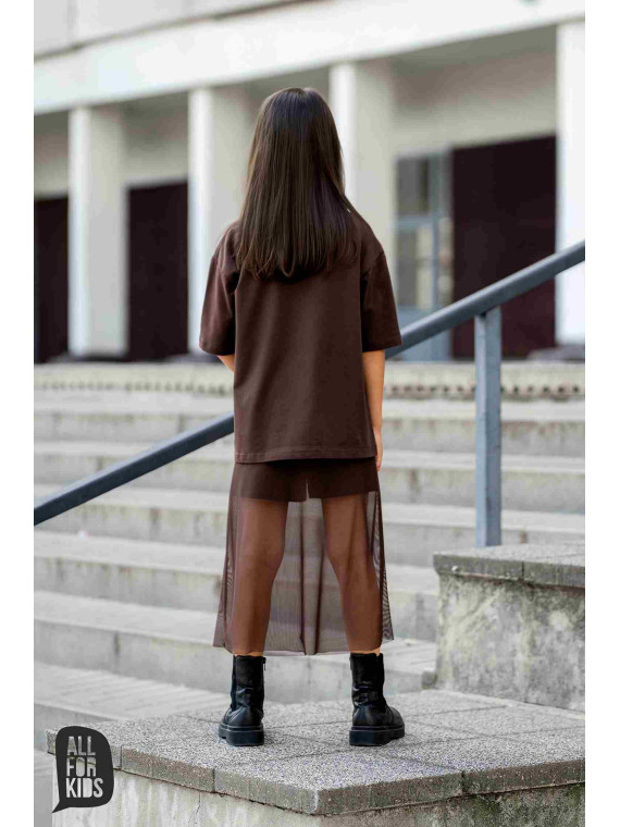 Spódnico- spodenki z tiulem brąz czekoladowy all for kids