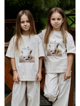 Beżowy t-shirt z nadrukiem psa chihuahua Qba Kids