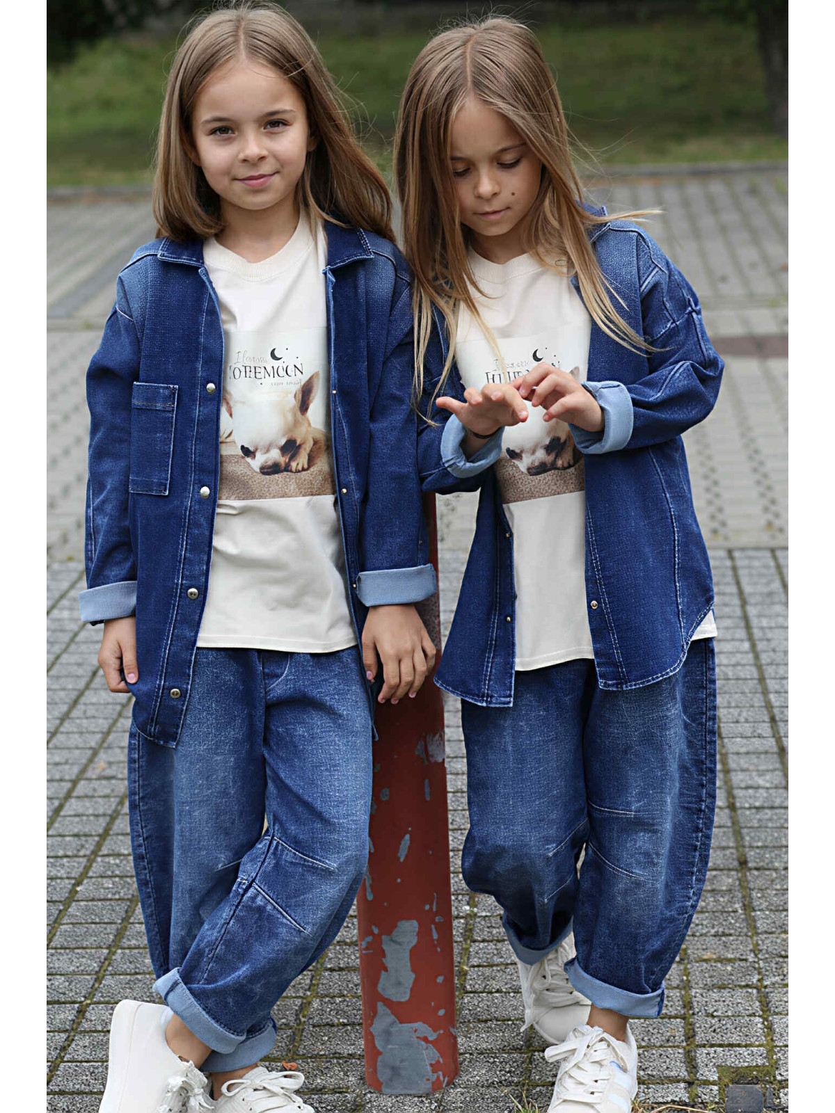 Beżowy t-shirt z nadrukiem psa chihuahua Qba Kids