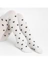 Rajstopy Bawełniane ecru w czarne serduszka tullinogi