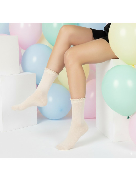 Skarpetki bawełniane ecru gładkie tullinogi