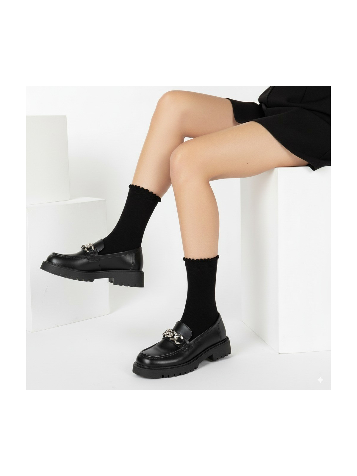 Skarpetki bawełniane czarne gładkie tullinogi