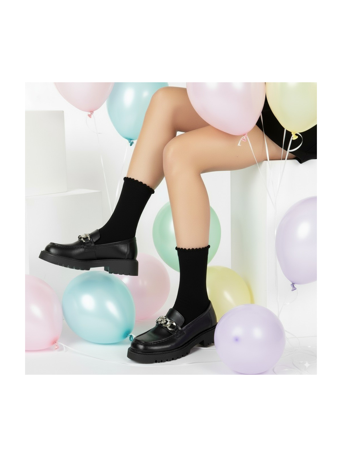 Skarpetki bawełniane czarne gładkie tullinogi