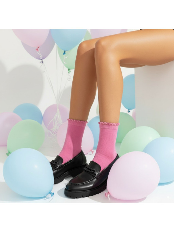 Skarpetki bawełniane różowe gładkie tullinogi