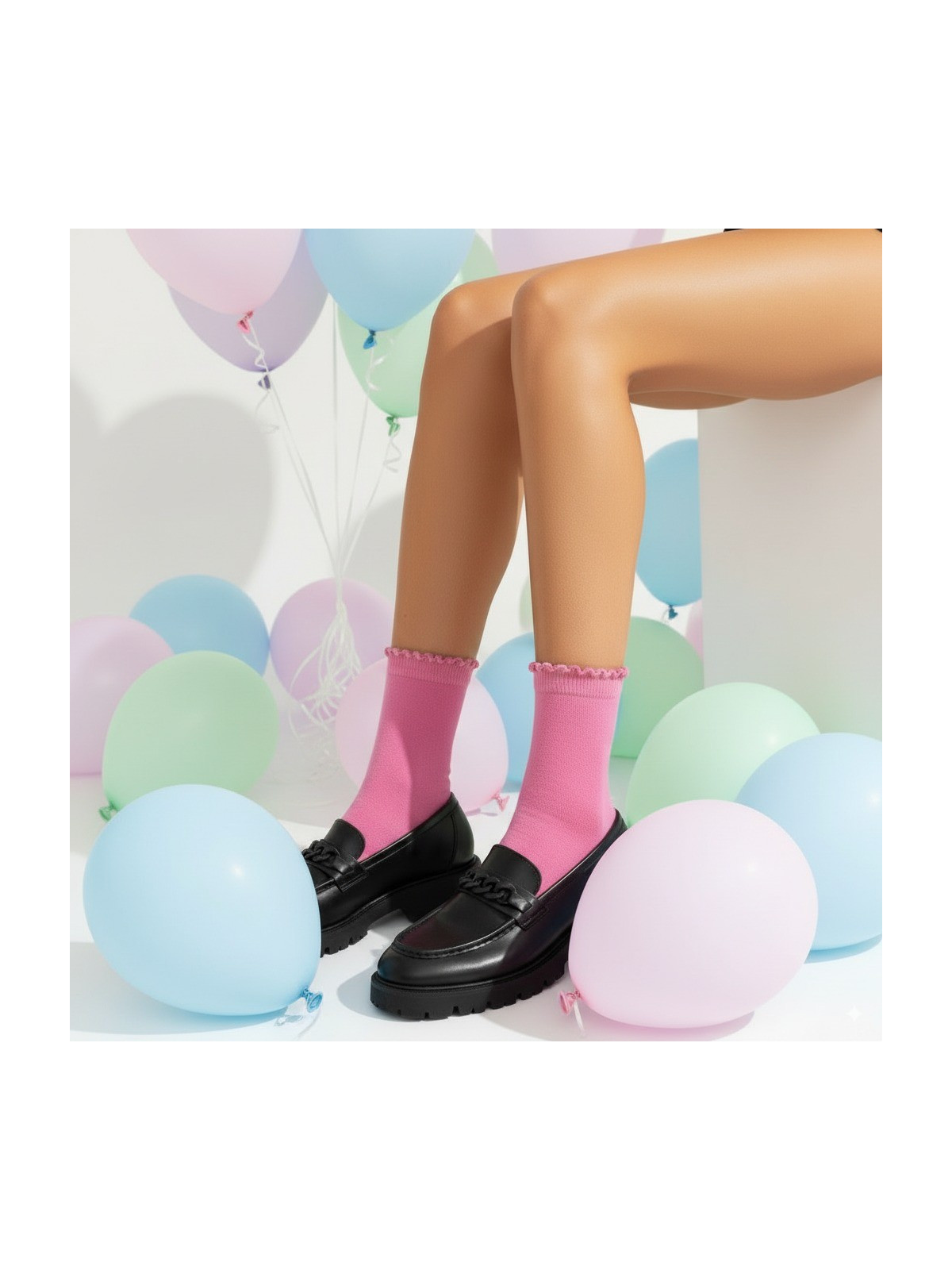 Skarpetki bawełniane różowe gładkie tullinogi