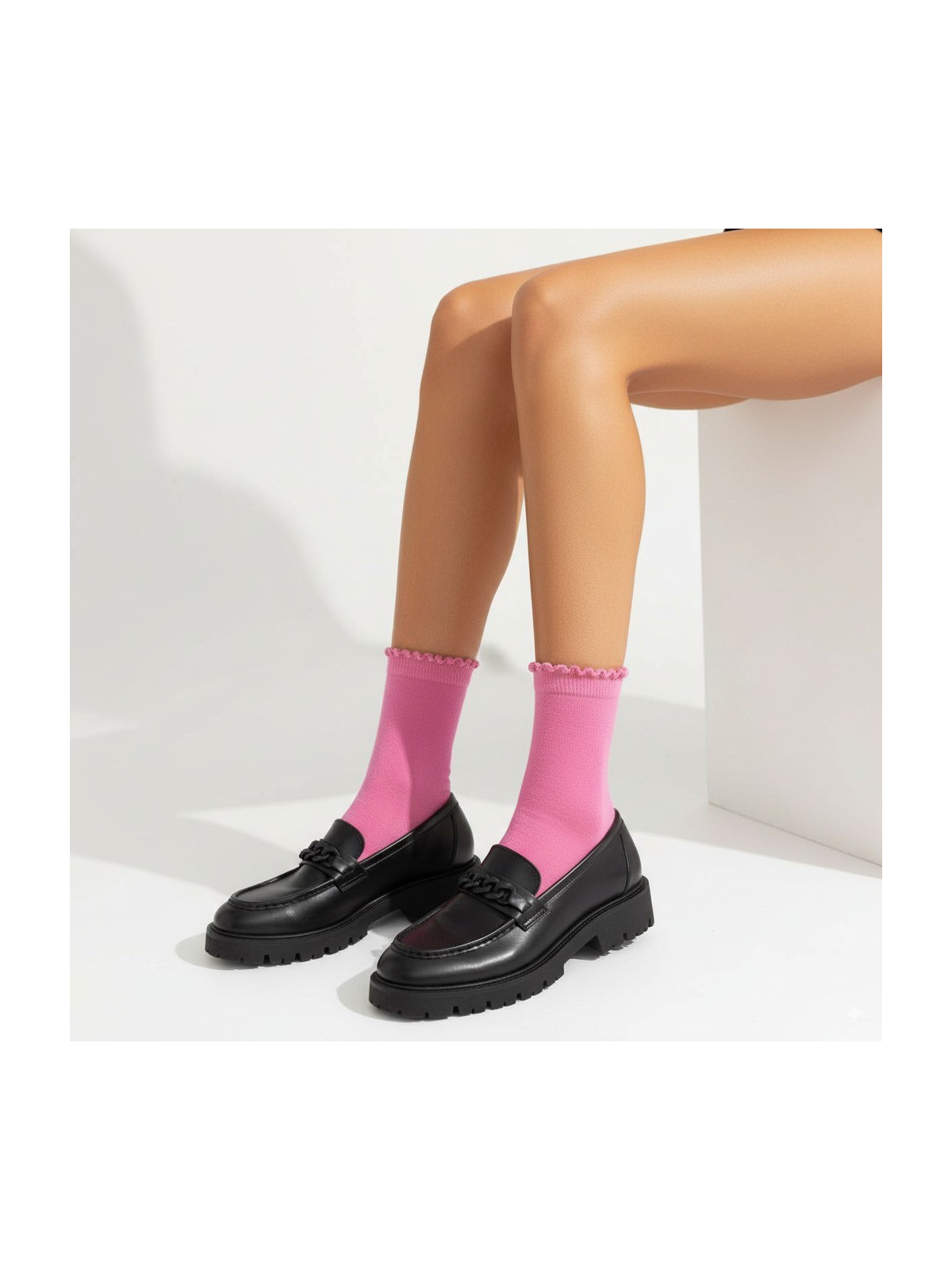 Skarpetki bawełniane różowe gładkie tullinogi