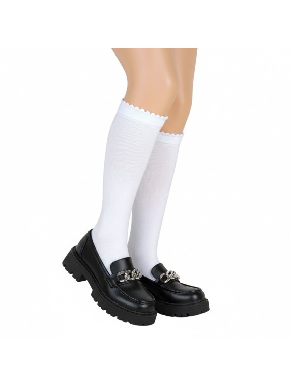 Podkolanówki bawełniane białe gładkie tullinogi