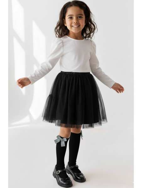 Podkolanówki czarne z kokardkami w pepitkę