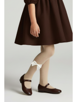 Rajstopy bawełniane beżowe z kokardkami milusie