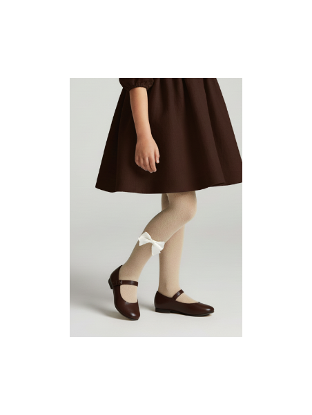 Rajstopy bawełniane beżowe z kokardkami milusie