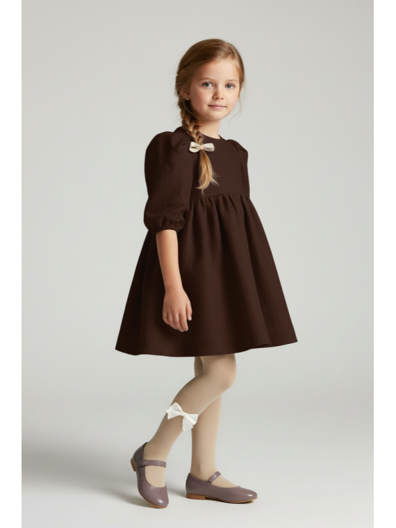 Rajstopy bawełniane beżowe z kokardkami milusie