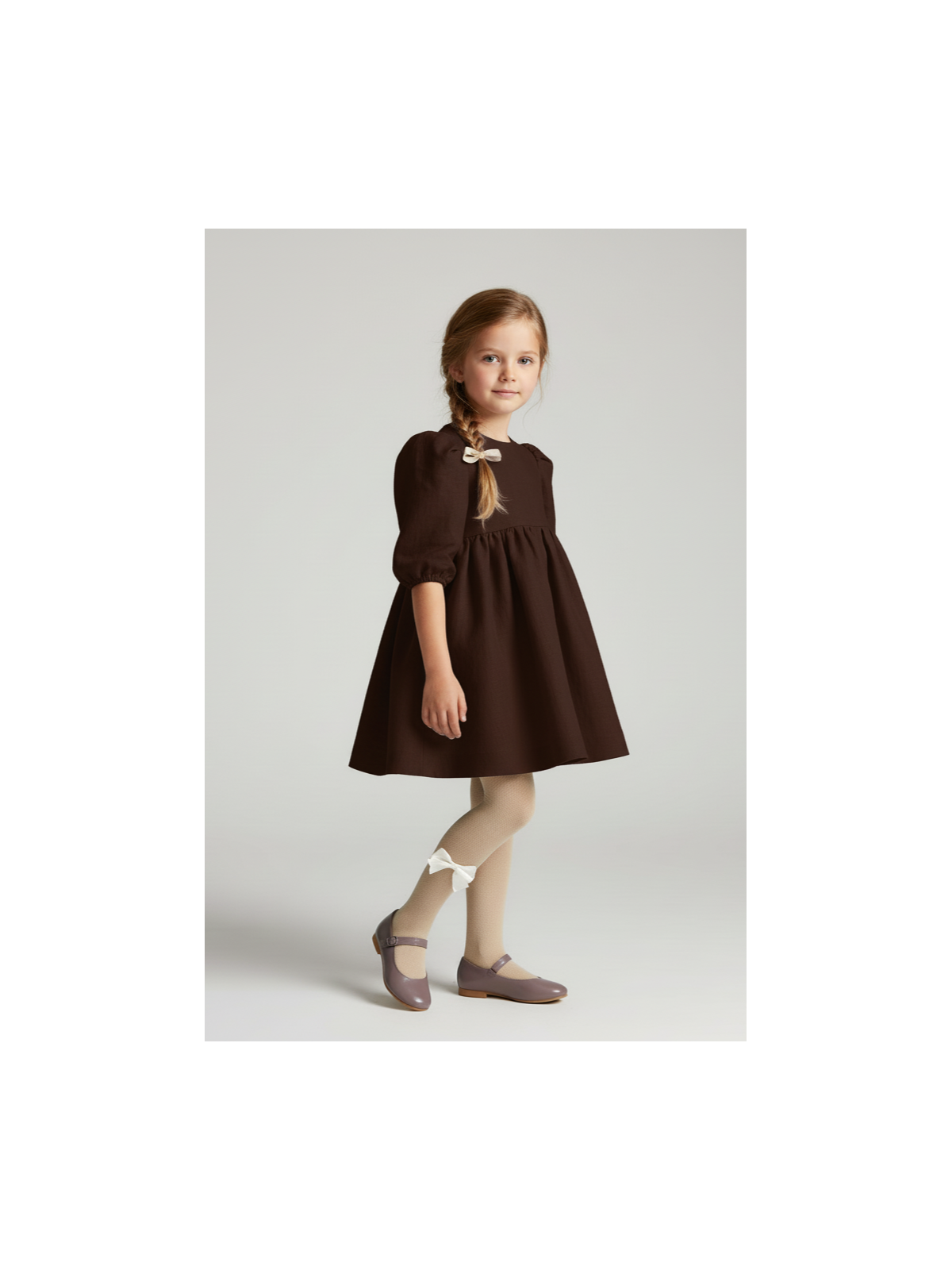 Rajstopy bawełniane beżowe z kokardkami milusie