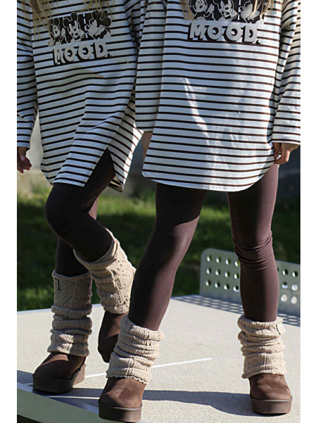 Leggisny dzianina bawełniana brąz czekoladowy Qba Kids