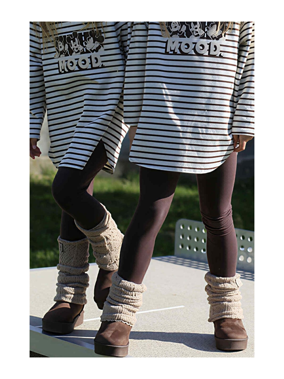 Leggisny dzianina bawełniana brąz czekoladowy Qba Kids