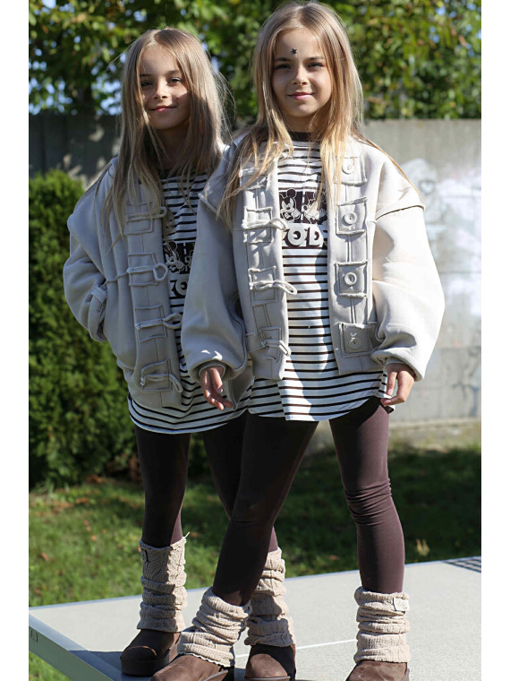 Leggisny dzianina bawełniana brąz czekoladowy Qba Kids